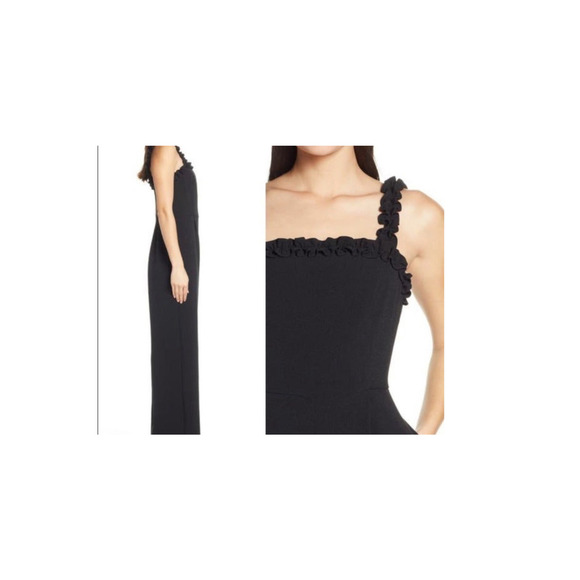 Chelsea28 Women’s Black Crepe Ruffle Sleeveless Tank Wide Leg Jumpsuit - Picture 2 of 3